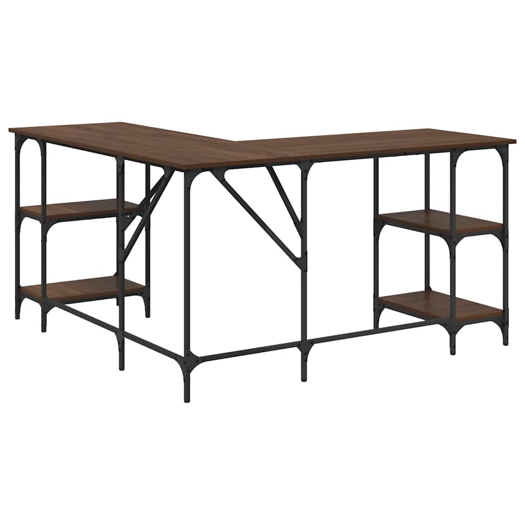 vidaXL Desk Brown Oak 139x139x75 cm Engineered Wood