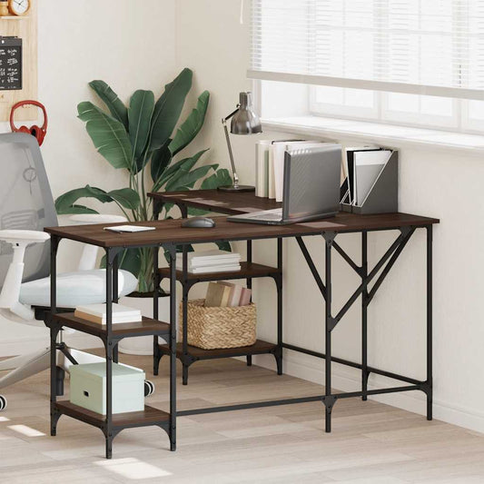 vidaXL Desk Brown Oak 139x139x75 cm Engineered Wood