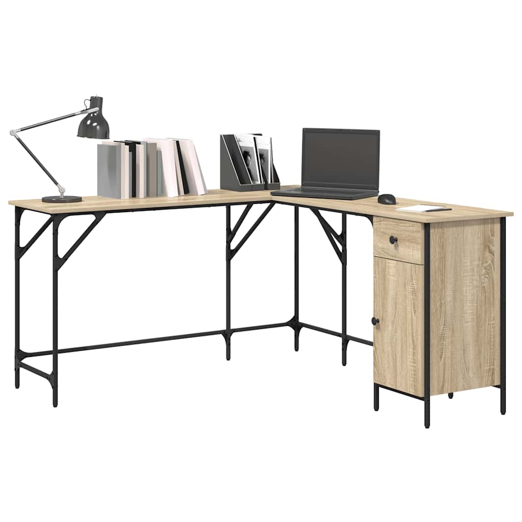 vidaXL Desk Sonoma Oak 141x141x75 cm Engineered Wood