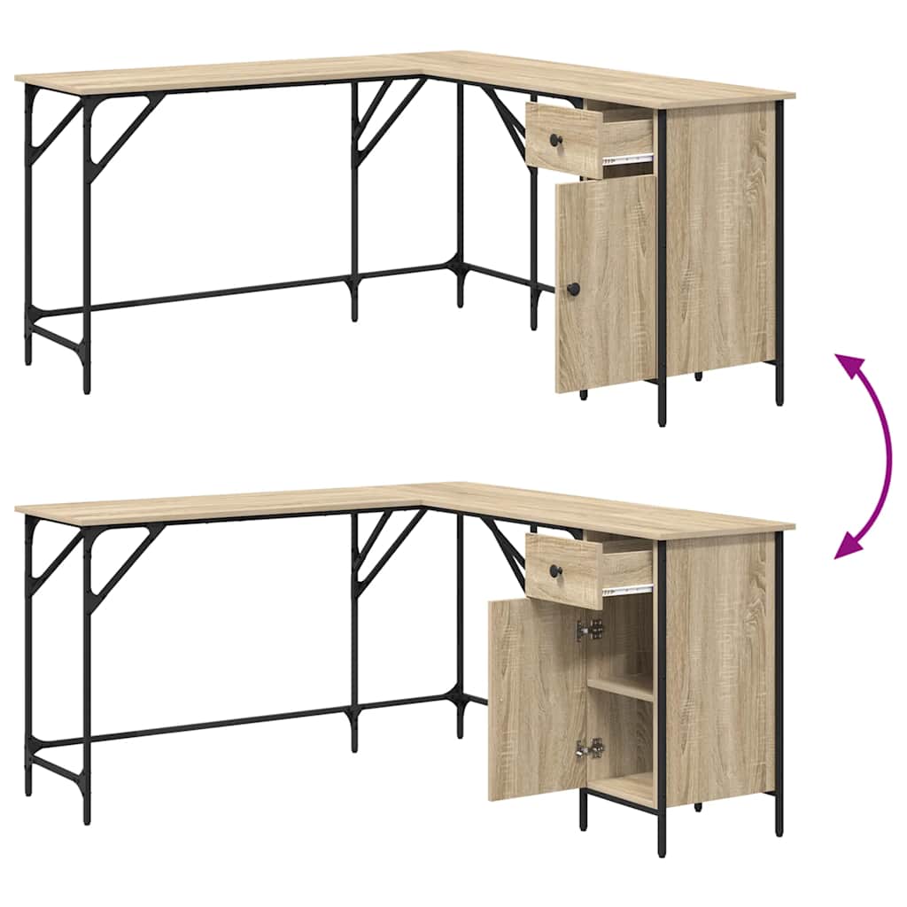 vidaXL Desk Sonoma Oak 141x141x75 cm Engineered Wood