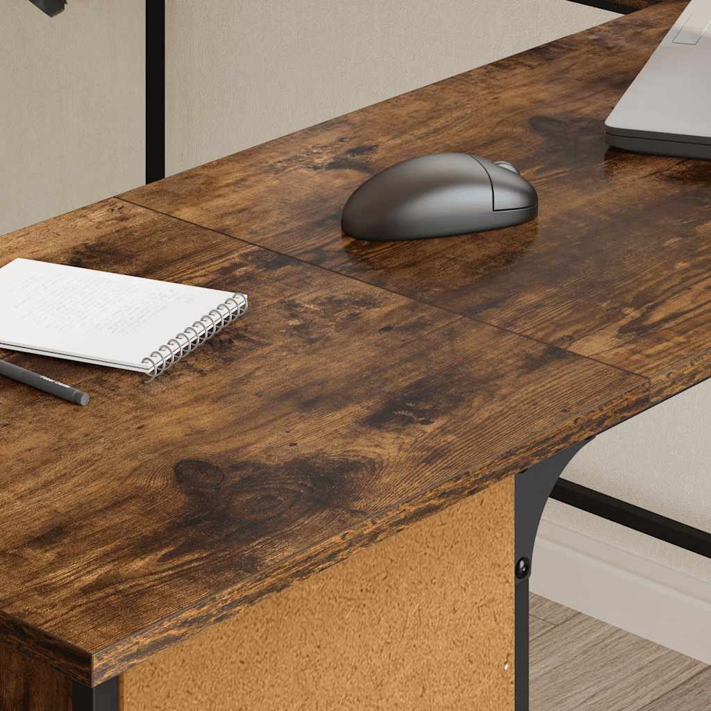 vidaXL Desk Smoked Oak 141x141x75 cm Engineered Wood