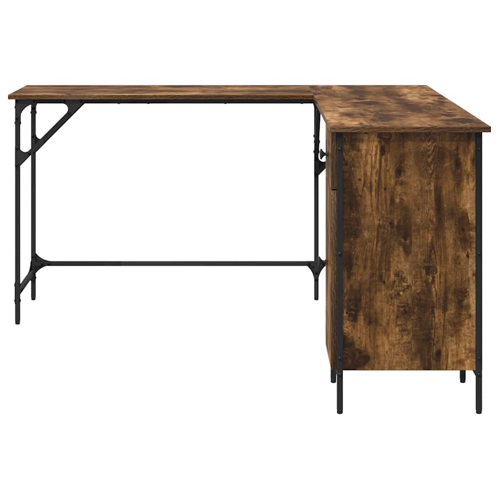 vidaXL Desk Smoked Oak 141x141x75 cm Engineered Wood