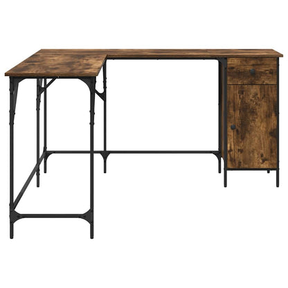 vidaXL Desk Smoked Oak 141x141x75 cm Engineered Wood