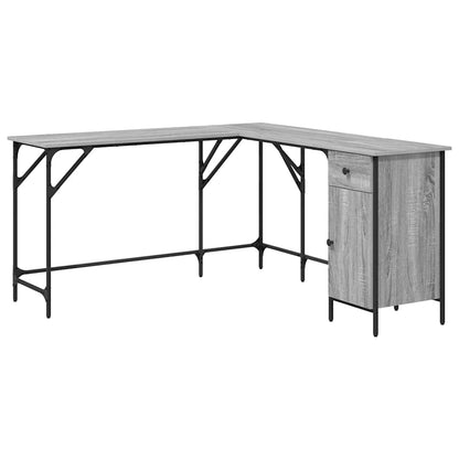 vidaXL Desk Grey Sonoma 141x141x75 cm Engineered Wood