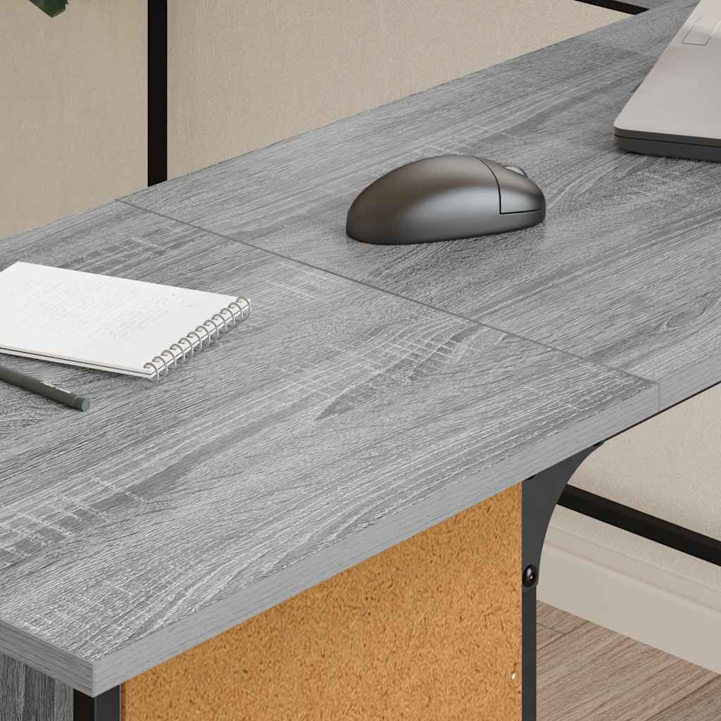 vidaXL Desk Grey Sonoma 141x141x75 cm Engineered Wood