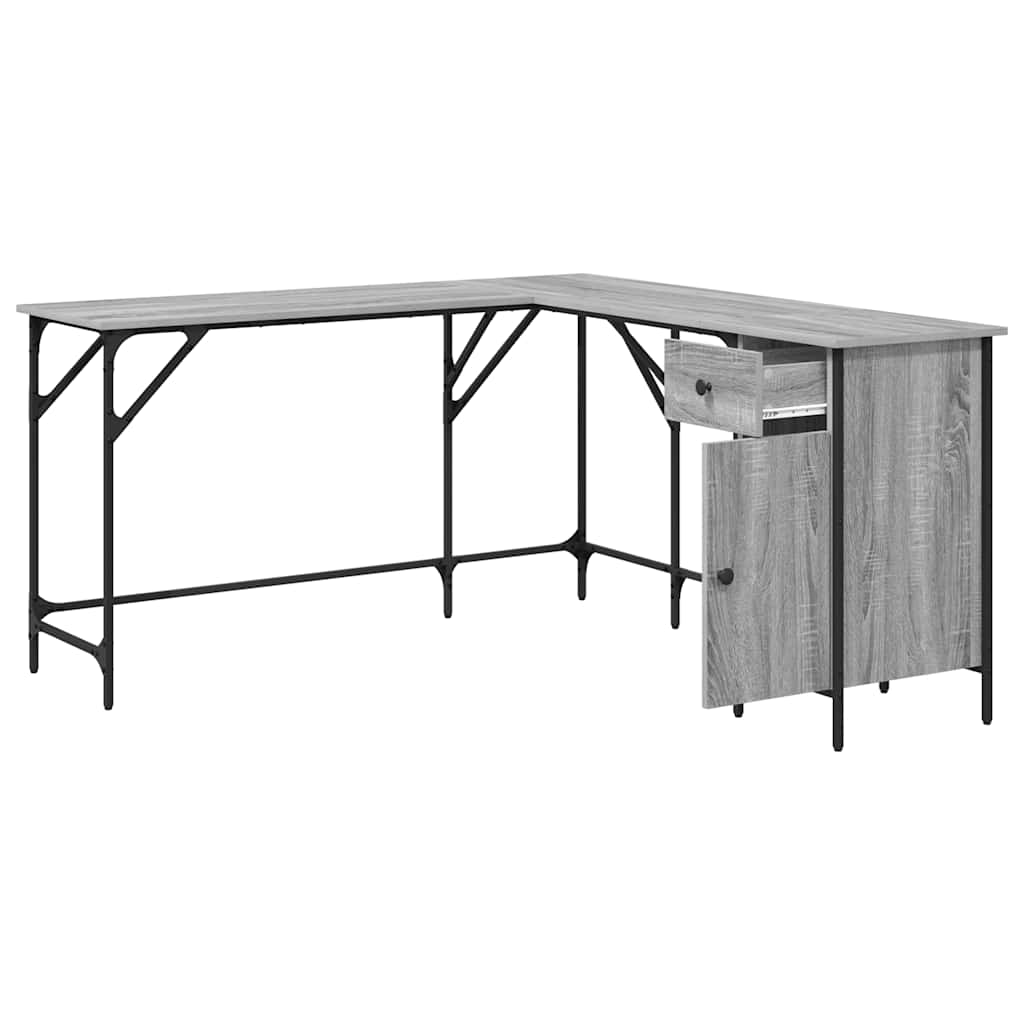 vidaXL Desk Grey Sonoma 141x141x75 cm Engineered Wood