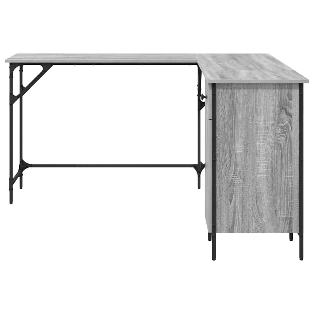 vidaXL Desk Grey Sonoma 141x141x75 cm Engineered Wood