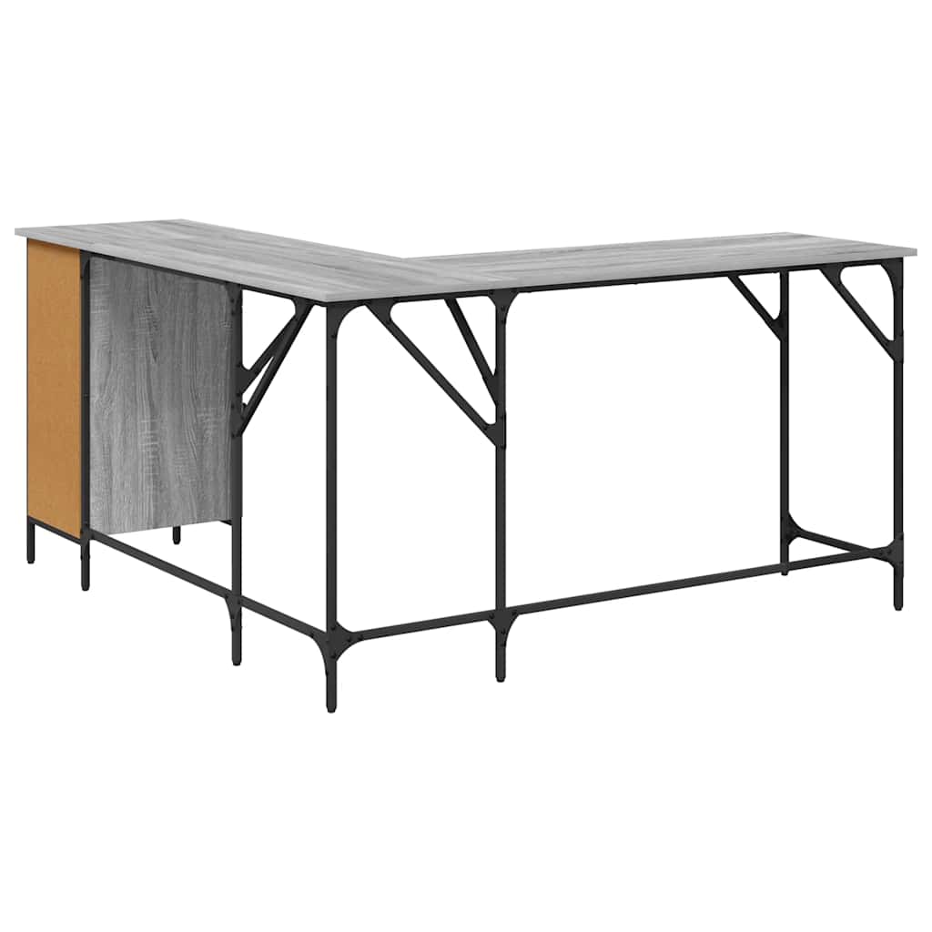 vidaXL Desk Grey Sonoma 141x141x75 cm Engineered Wood