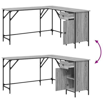 vidaXL Desk Grey Sonoma 141x141x75 cm Engineered Wood