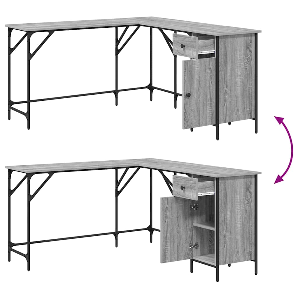 vidaXL Desk Grey Sonoma 141x141x75 cm Engineered Wood