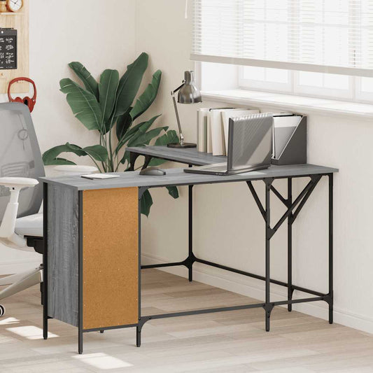 vidaXL Desk Grey Sonoma 141x141x75 cm Engineered Wood