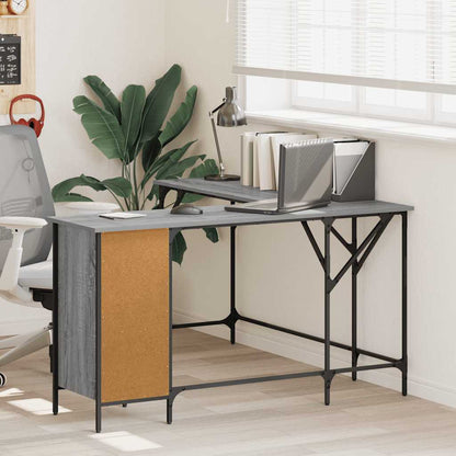 vidaXL Desk Grey Sonoma 141x141x75 cm Engineered Wood
