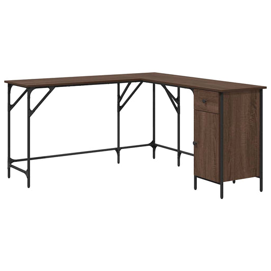 vidaXL Desk Brown Oak 141x141x75 cm Engineered Wood