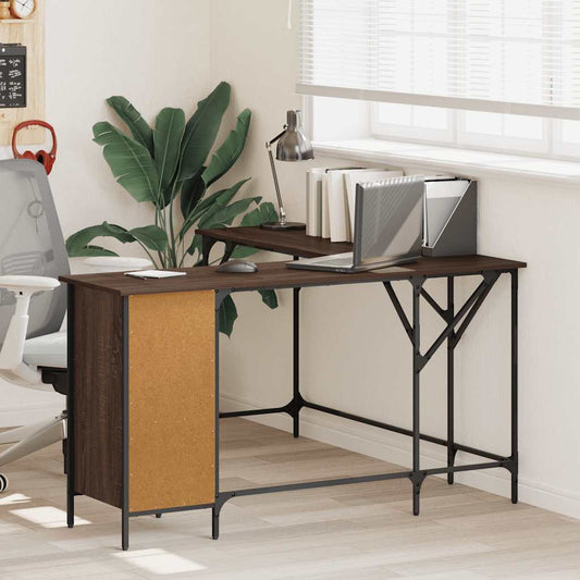 vidaXL Desk Brown Oak 141x141x75 cm Engineered Wood