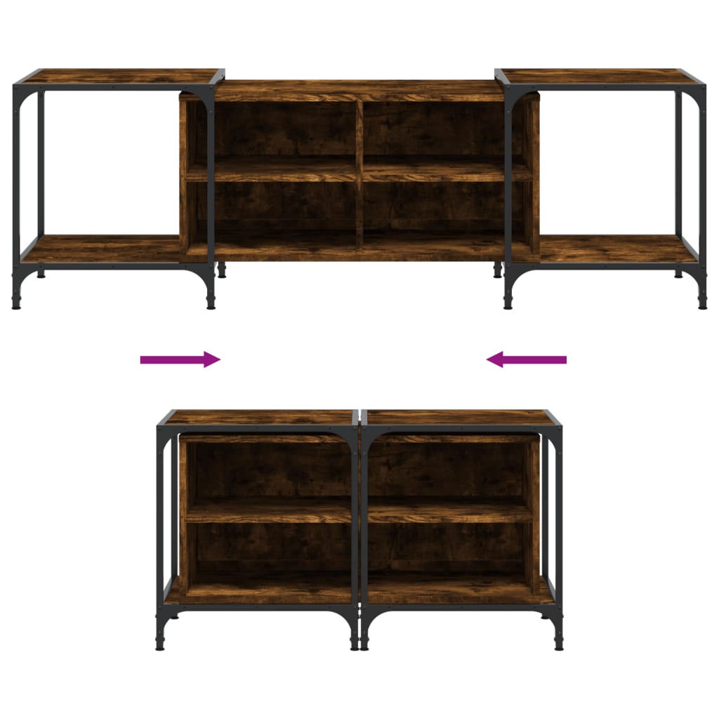 vidaXL TV Cabinet Smoked Oak 153x37x50 cm Engineered Wood