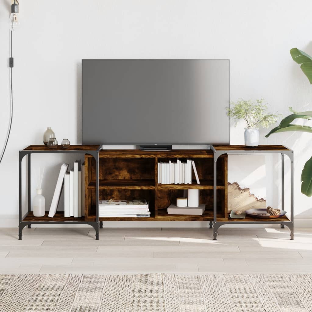 vidaXL TV Cabinet Smoked Oak 153x37x50 cm Engineered Wood