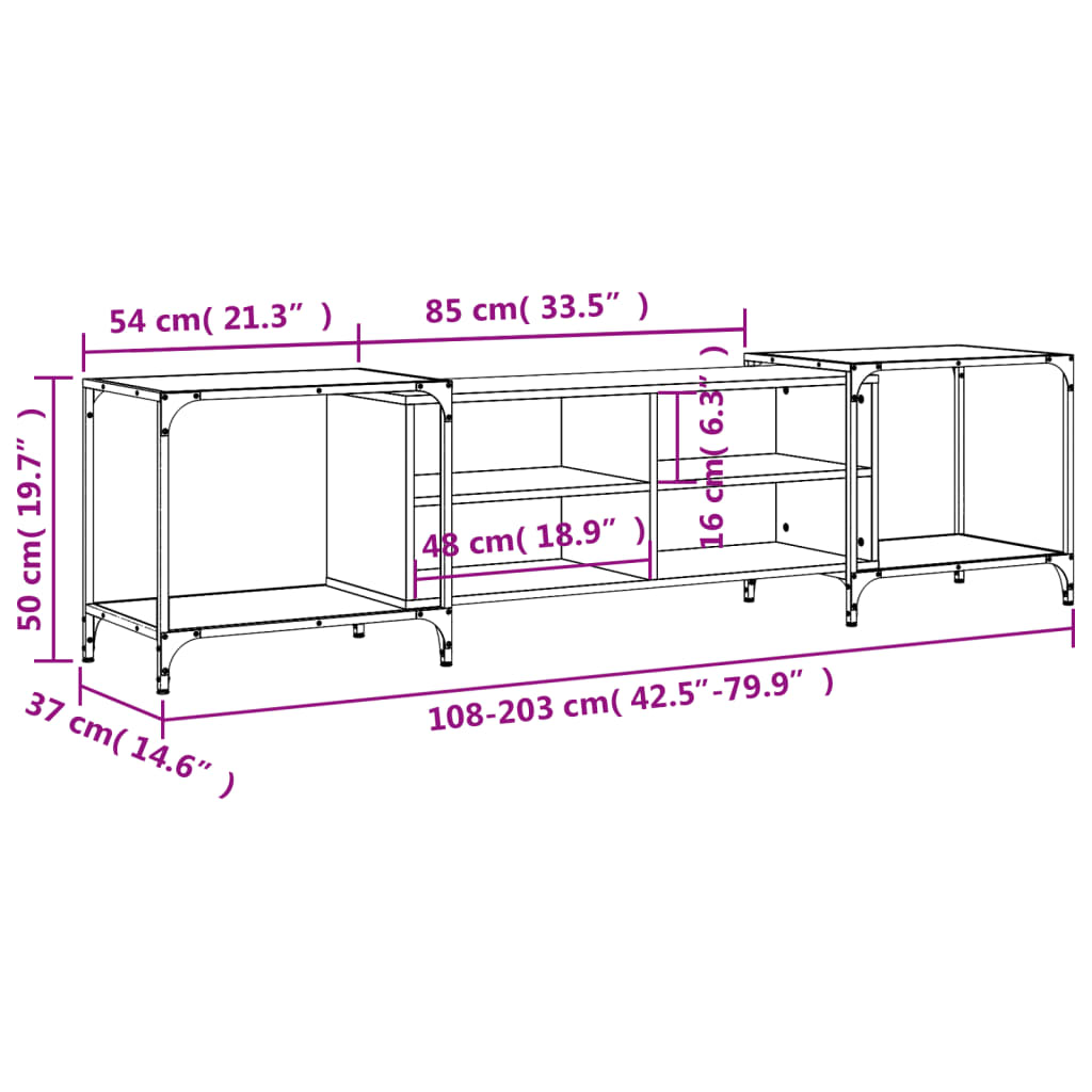 vidaXL TV Cabinet Sonoma Oak 203x37x50 cm Engineered Wood