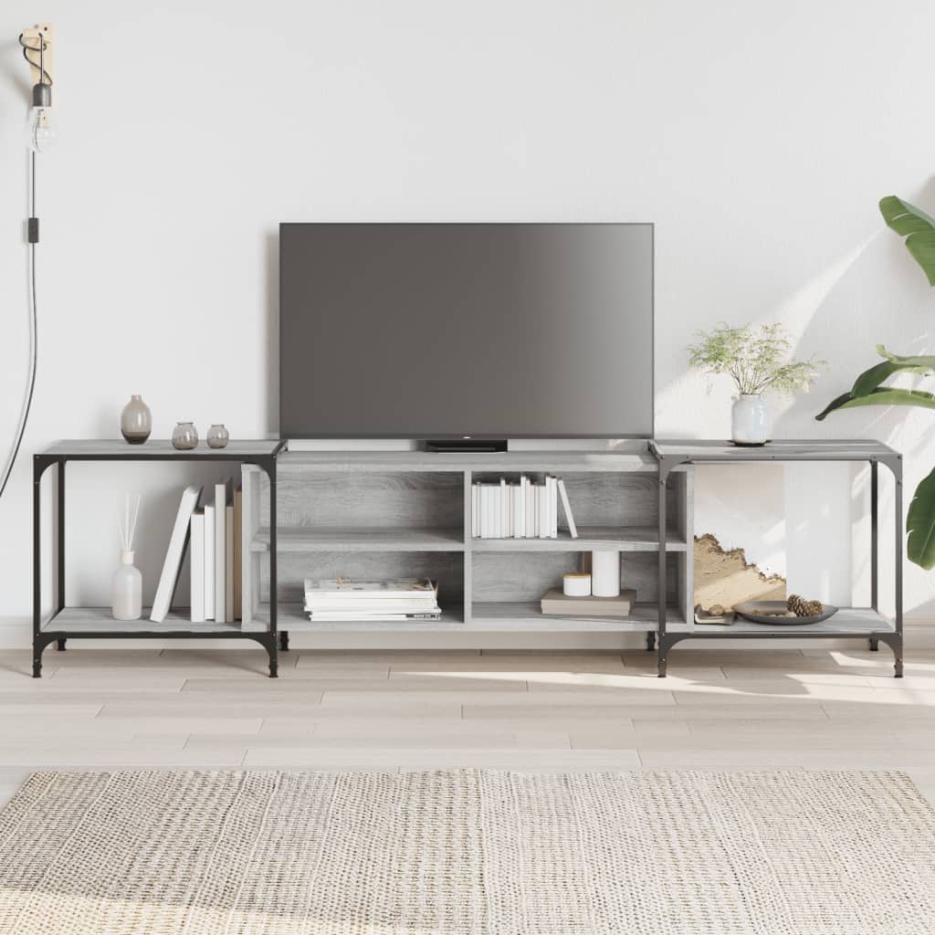 vidaXL TV Cabinet Grey Sonoma 203x37x50 cm Engineered Wood
