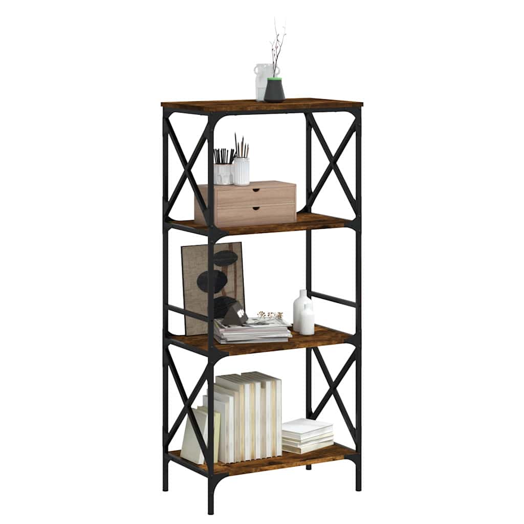 vidaXL Bookcase 4-Tier Smoked Oak 59x35x132 cm Engineered Wood