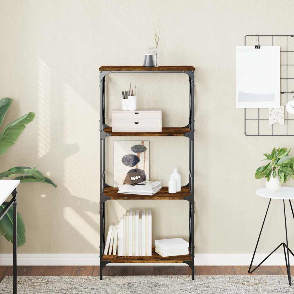 vidaXL Bookcase 4-Tier Smoked Oak 59x35x132 cm Engineered Wood