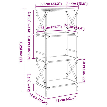 vidaXL Bookcase 4-Tier Grey Sonoma 59x35x132 cm Engineered Wood