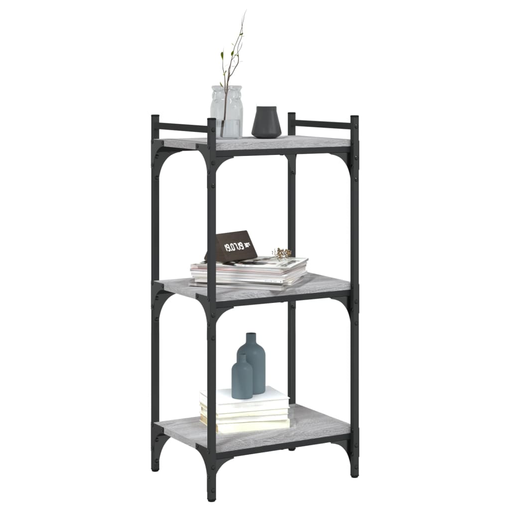 vidaXL Bookcase 3-Tier Grey Sonoma 40x30x86 cm Engineered Wood