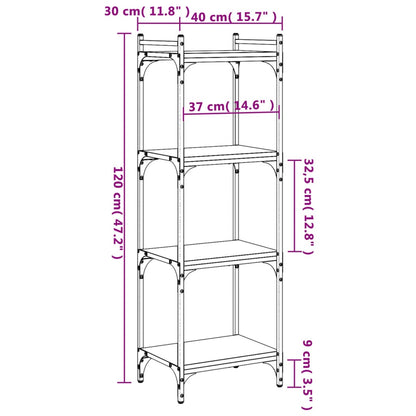 vidaXL Bookcase 4-Tier Black 40x30x120 cm Engineered Wood