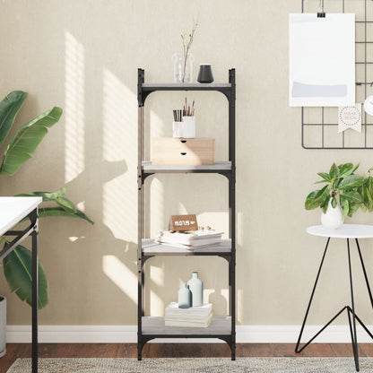 vidaXL Bookcase 4-Tier Grey Sonoma 40x30x120 cm Engineered Wood