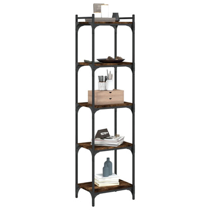 vidaXL Bookcase 5-Tier Smoked Oak 40x30x154 cm Engineered Wood