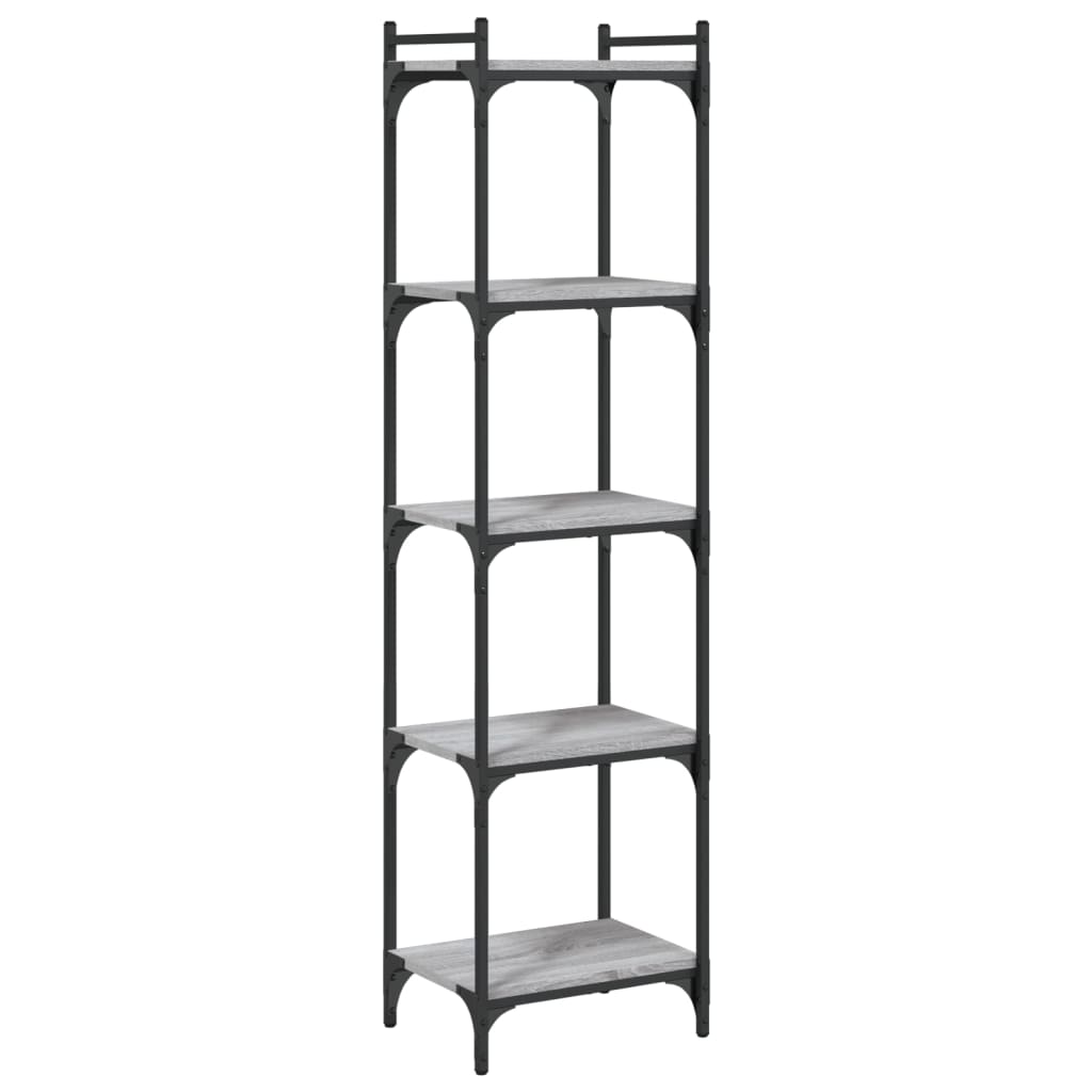 vidaXL Bookcase 5-Tier Grey Sonoma 40x30x154 cm Engineered Wood