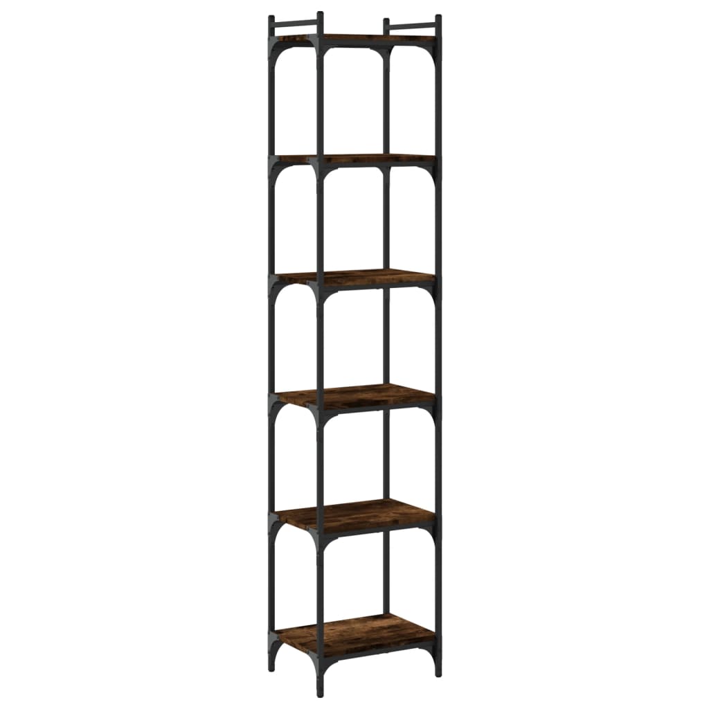 vidaXL Bookcase 6-Tier Smoked Oak 40x30x188 cm Engineered Wood