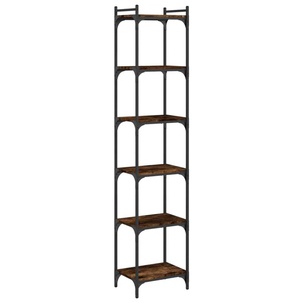 vidaXL Bookcase 6-Tier Smoked Oak 40x30x188 cm Engineered Wood