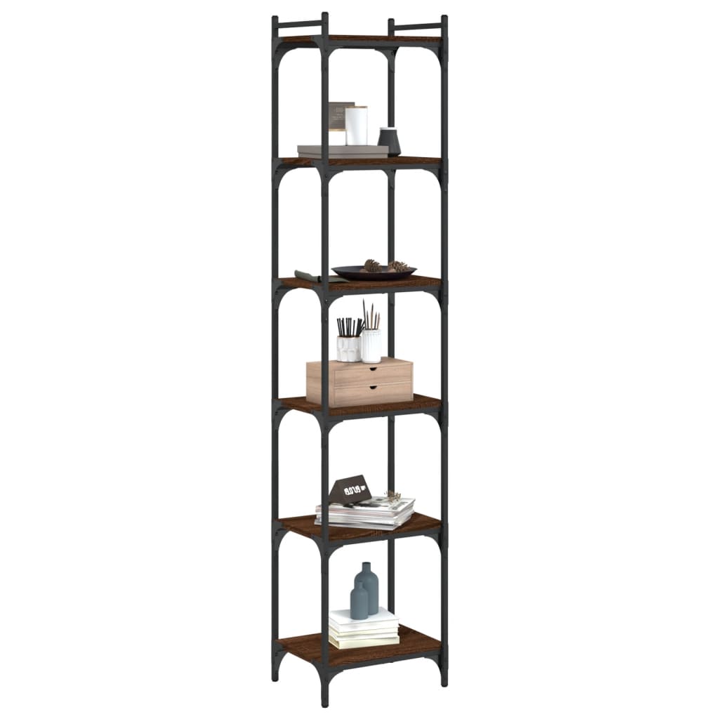 vidaXL Bookcase 6-Tier Brown Oak 40x30x188 cm Engineered Wood