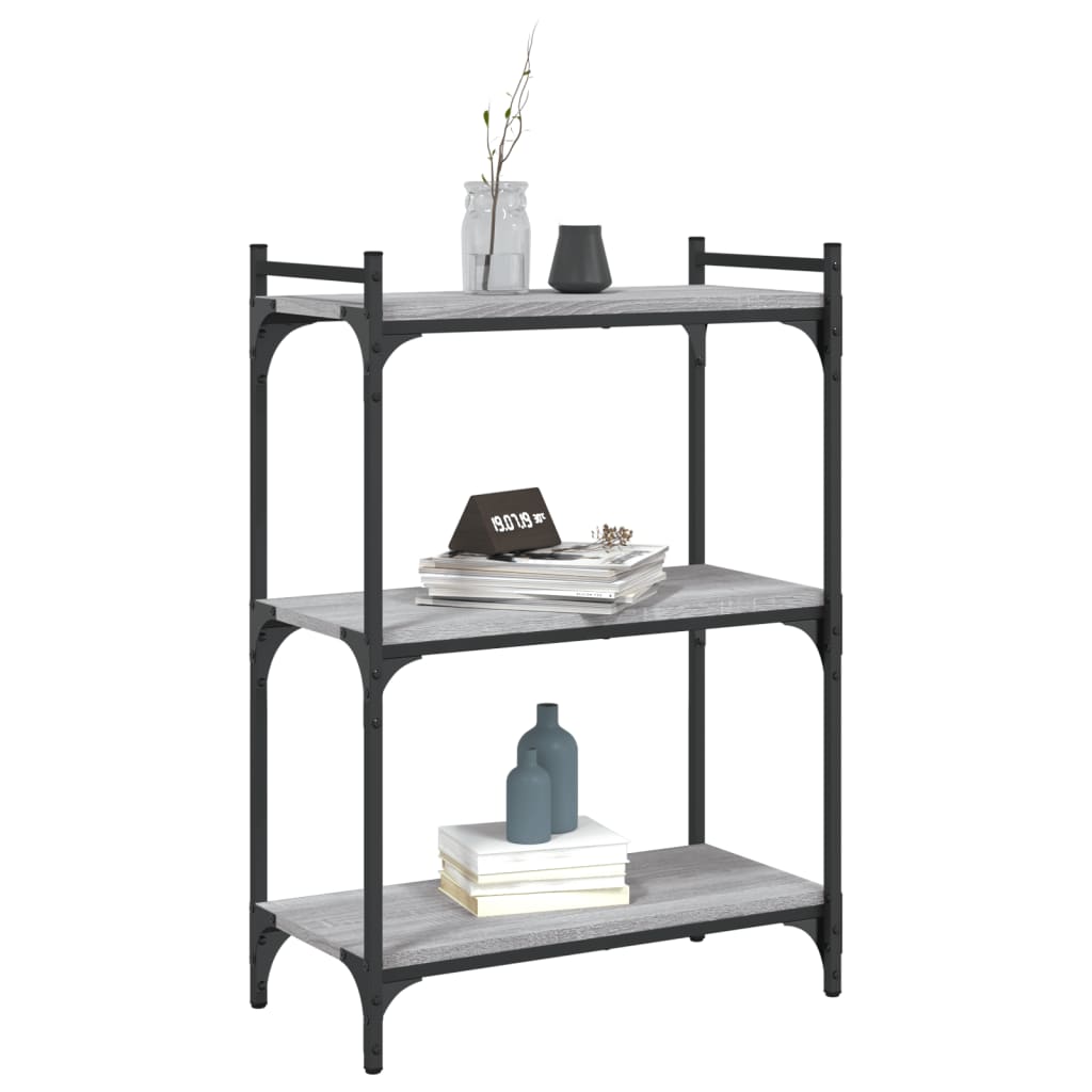 vidaXL Bookcase 3-Tier Grey Sonoma 60x30x86 cm Engineered Wood