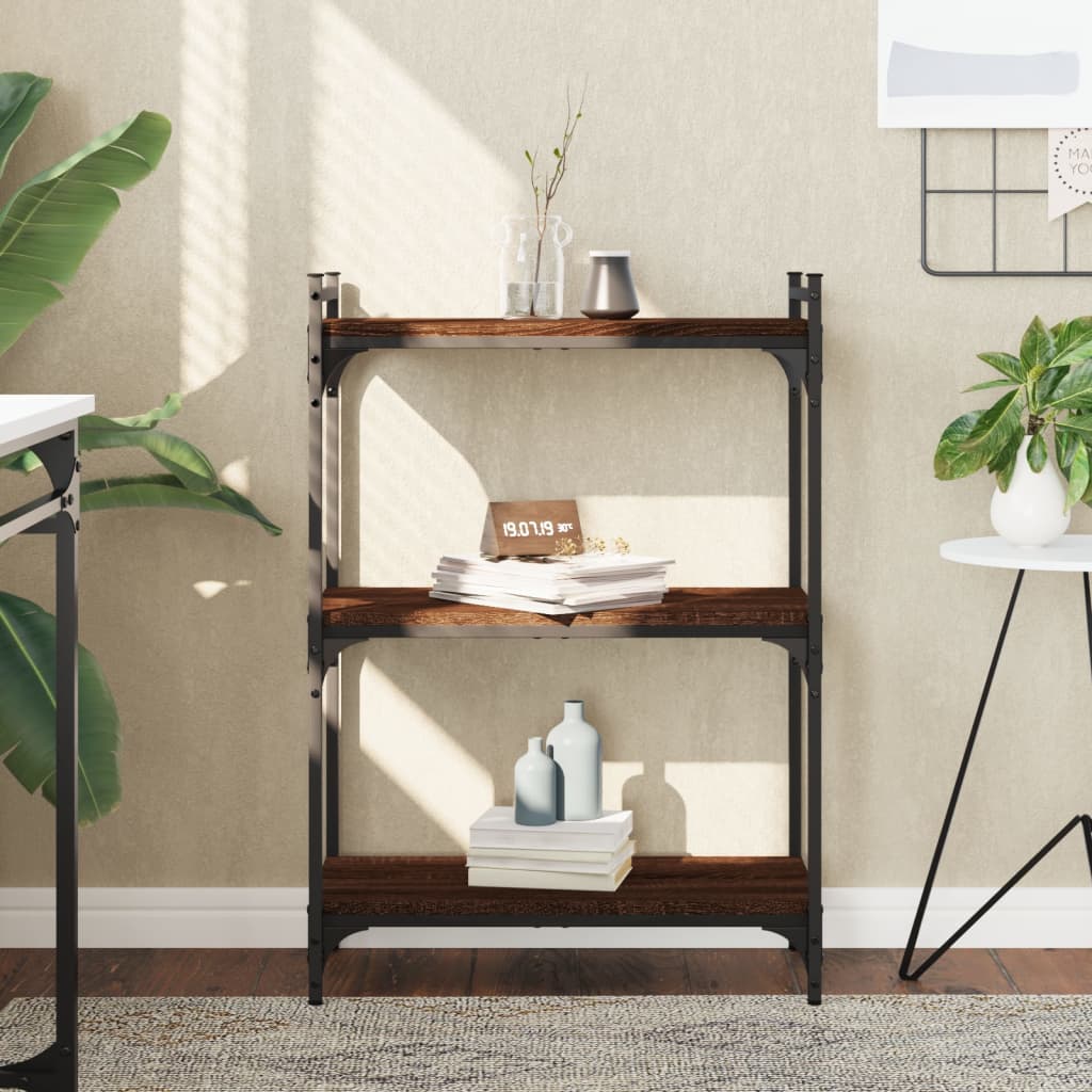 vidaXL Bookcase 3-Tier Brown Oak 60x30x86 cm Engineered Wood