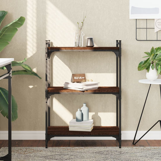 vidaXL Bookcase 3-Tier Brown Oak 60x30x86 cm Engineered Wood