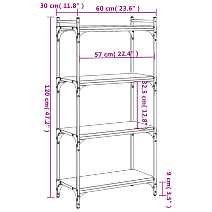 vidaXL Bookcase 4-Tier Black 60x30x120 cm Engineered Wood