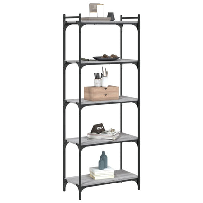 vidaXL Bookcase 5-Tier Grey Sonoma 60x30x154 cm Engineered Wood