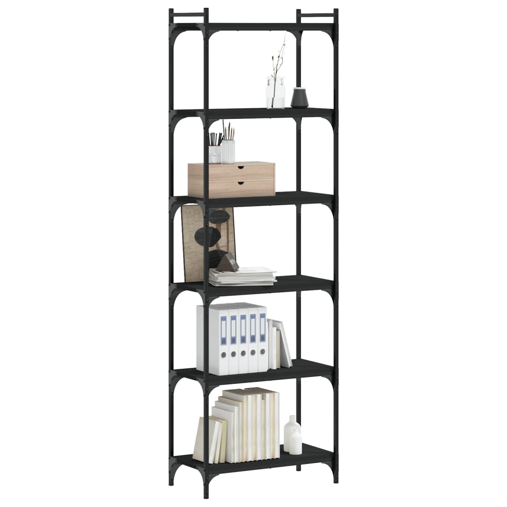 vidaXL Bookcase 6-Tier Black 60x30x188 cm Engineered Wood