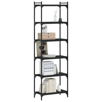 vidaXL Bookcase 6-Tier Black 60x30x188 cm Engineered Wood
