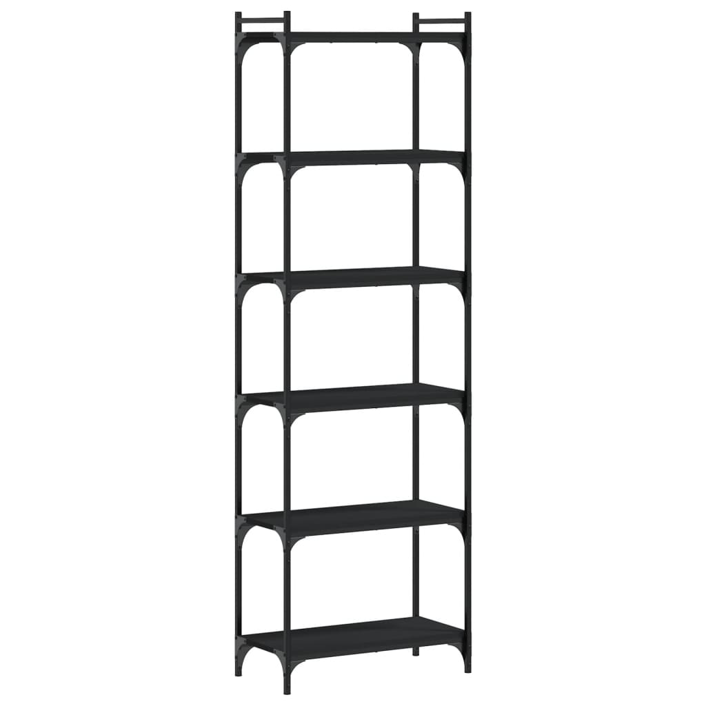 vidaXL Bookcase 6-Tier Black 60x30x188 cm Engineered Wood