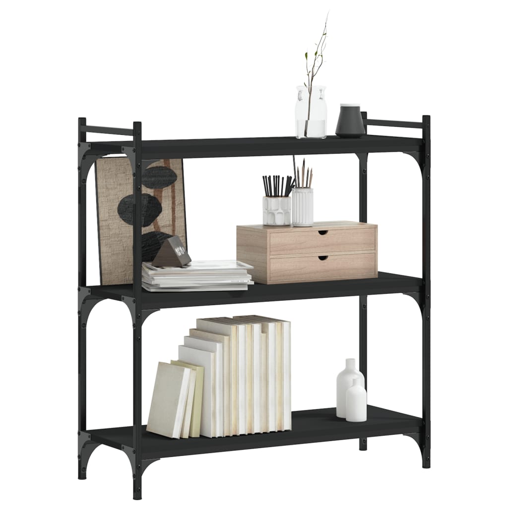 vidaXL Bookcase 3-Tier Black 80x30x86 cm Engineered Wood