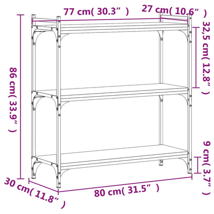 vidaXL Bookcase 3-Tier Smoked Oak 80x30x86 cm Engineered Wood
