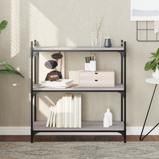 vidaXL Bookcase 3-Tier Grey Sonoma 80x30x86 cm Engineered Wood