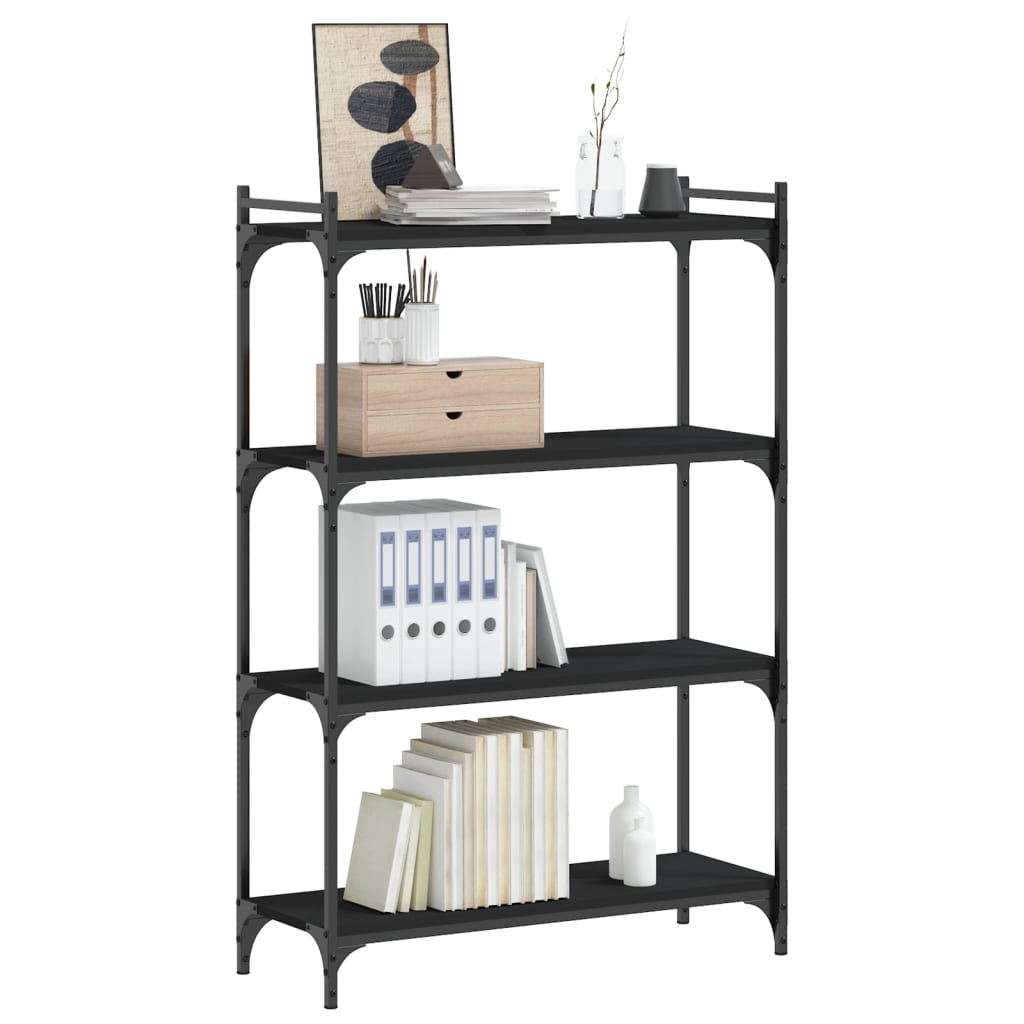 vidaXL Bookcase 4-Tier Black 80x30x120 cm Engineered Wood