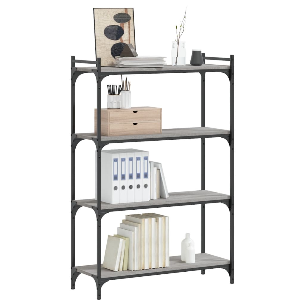 vidaXL Bookcase 4-Tier Grey Sonoma 80x30x120 cm Engineered Wood