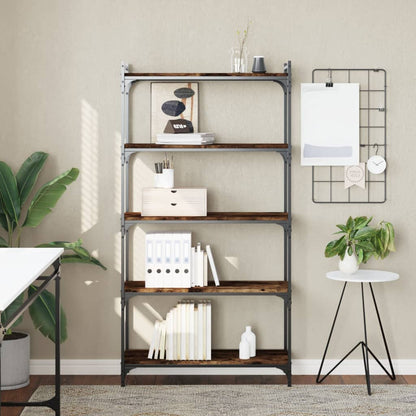vidaXL Bookcase 5-Tier Smoked Oak 80x30x154 cm Engineered Wood