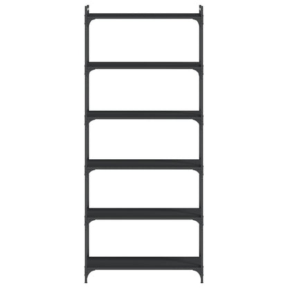 vidaXL Bookcase 6-Tier Black 80x30x188 cm Engineered Wood