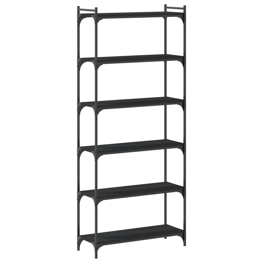 vidaXL Bookcase 6-Tier Black 80x30x188 cm Engineered Wood