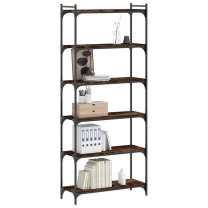 vidaXL Bookcase 6-Tier Smoked Oak 80x30x188 cm Engineered Wood
